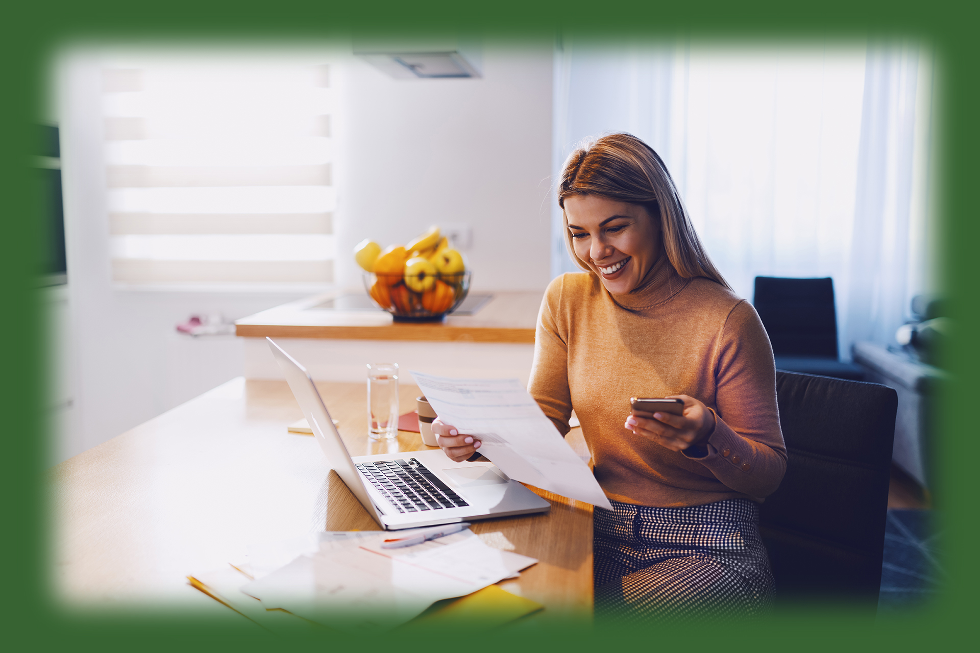 woman paying bills online